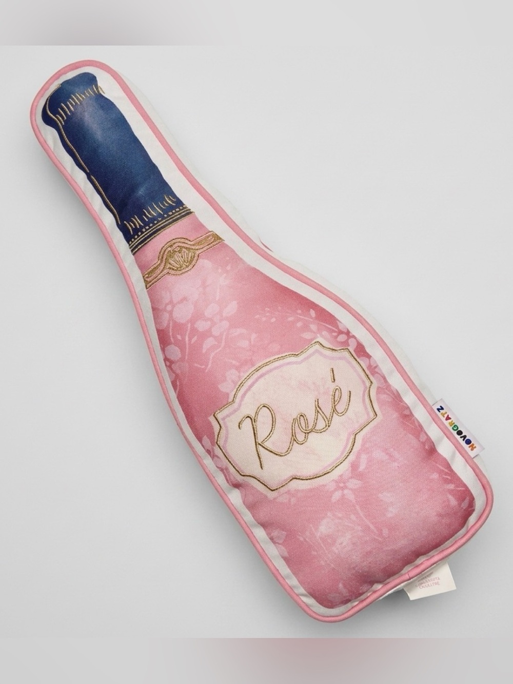 Novogratz Pink Rose Wine Bottle Plush Decorative Throw Pillow 3D Champagne Decor